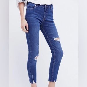 Free People Shark Bite Raw-Hem Ripped Crop Skinny Jeans